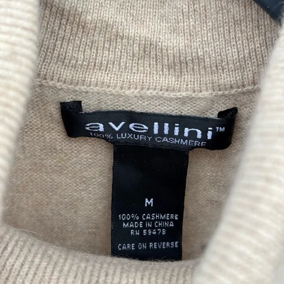 Avellini 100% Cashmere Sweater Women’s Medium Beige Long Sleeve Cowl Neck Luxury - Picture 4 of 7